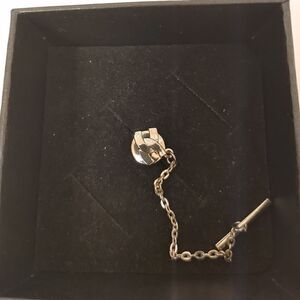 MEN'S TIE PINS WITH 2" CHAIN AND SAFETY BAR BY DANIEL ELLISSA.